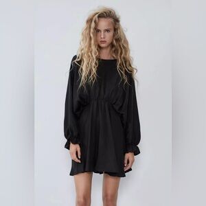 Zara Black Long Sleeve Batwing Mini Dress Medium